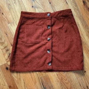 Burnt Orange Button Skirt